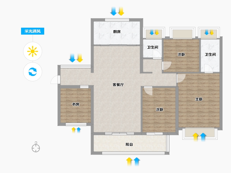 广东省-佛山市-万科璞悦山-114.31-户型库-采光通风