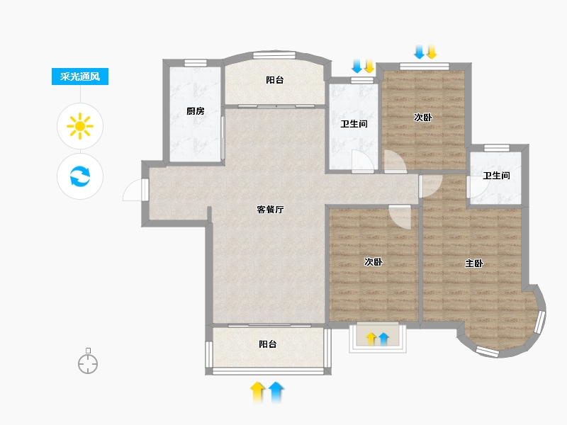 上海-上海市-阳光威尼斯二期-108.00-户型库-采光通风