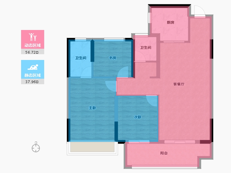 安徽省-宿州市-长九文澜府-85.04-户型库-动静分区