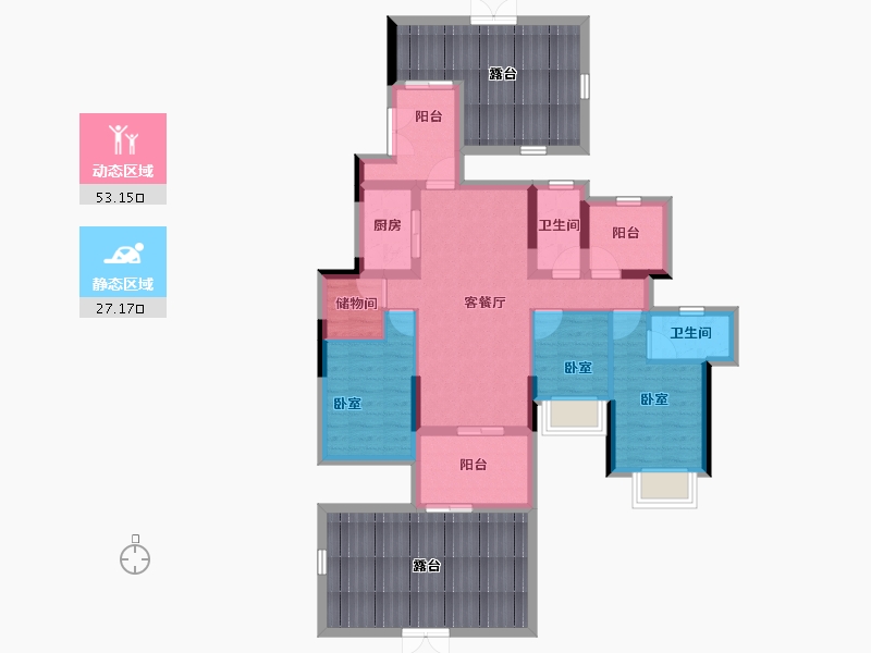 广东省-惠州市-金裕星河丹堤-102.12-户型库-动静分区