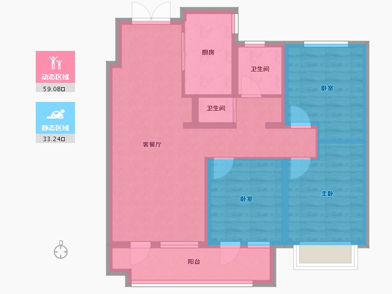 山东省-青岛市-仙居花园-81.79-户型库-动静分区