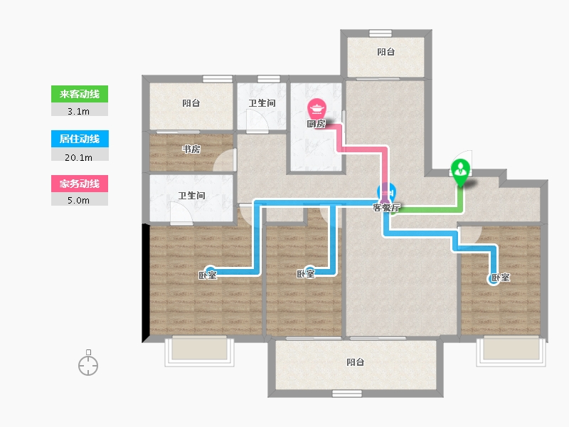 河南省-郑州市-郑州洺悦融园-115.32-户型库-动静线