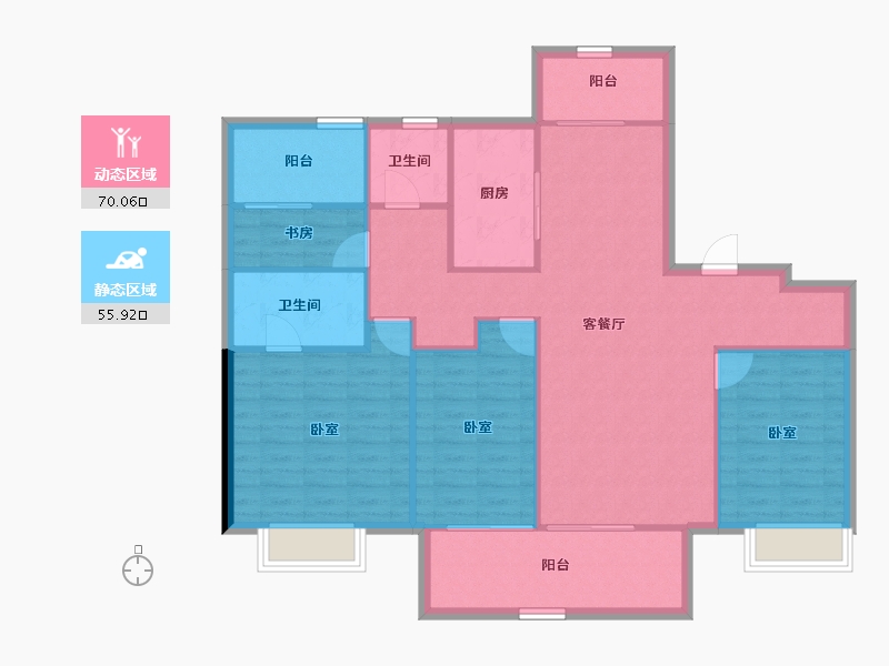 河南省-郑州市-郑州洺悦融园-115.32-户型库-动静分区