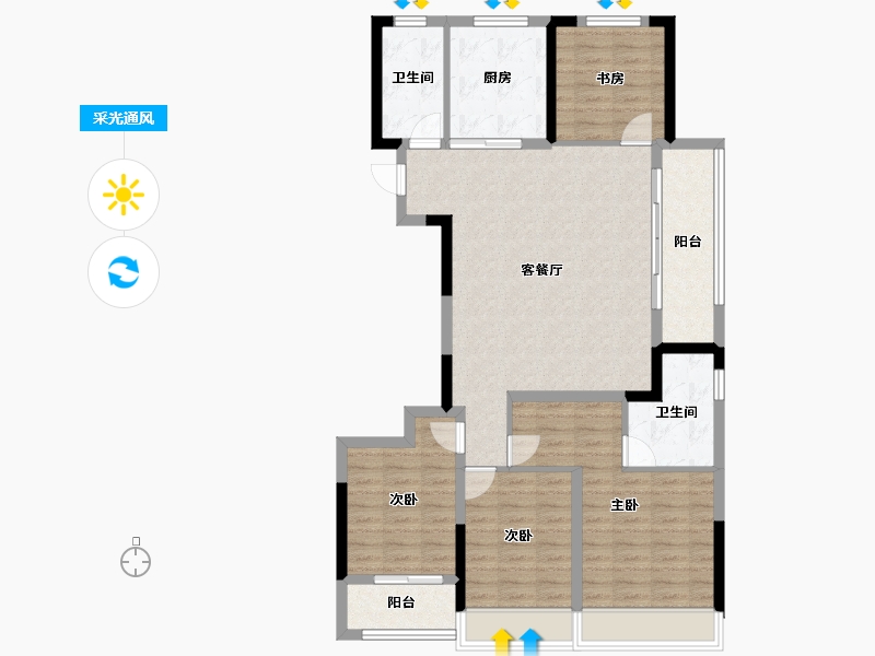 浙江省-杭州市-秦望府-108.64-户型库-采光通风