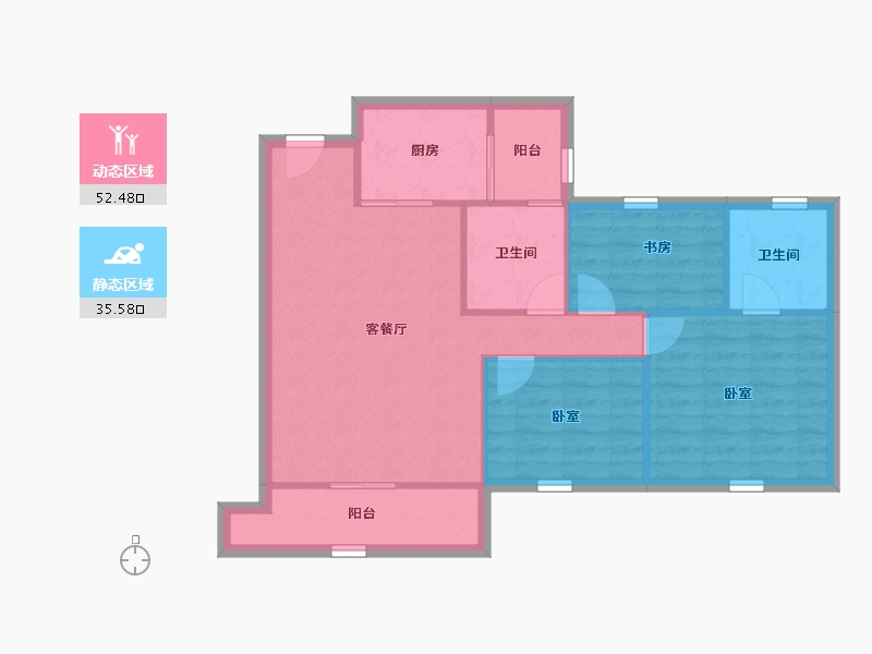 陕西省-西安市-滨江翡翠城-79.85-户型库-动静分区