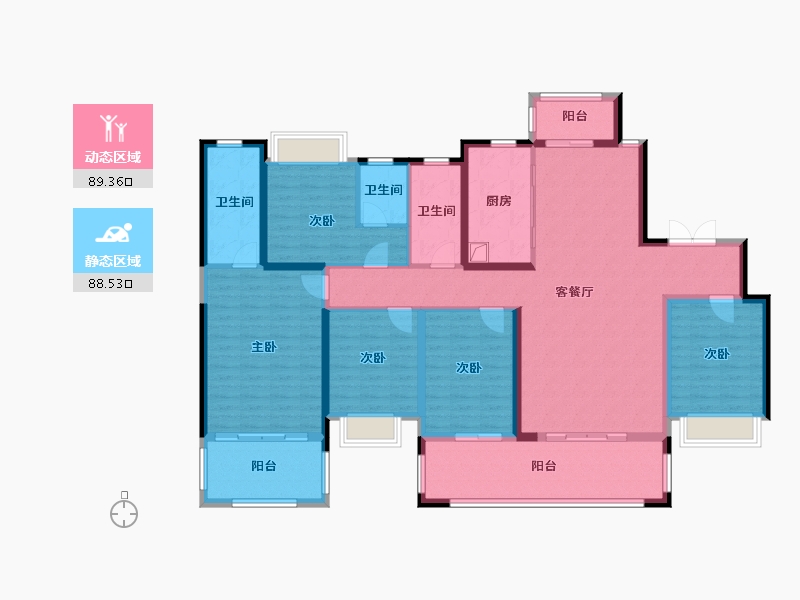 湖南省-邵阳市-邵阳湾田·望江府-160.08-户型库-动静分区