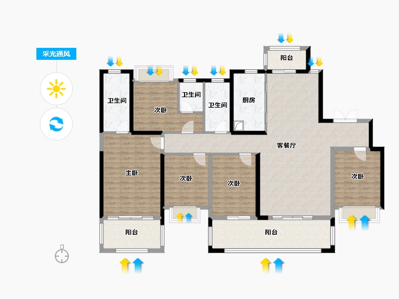 湖南省-邵阳市-邵阳湾田·望江府-160.08-户型库-采光通风