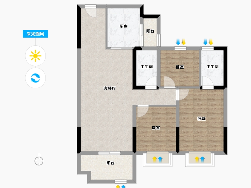 甘肃省-兰州市-农投玫瑰花园-87.96-户型库-采光通风