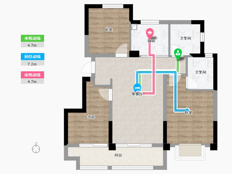 浙江省-嘉兴市-锦望名邸-71.10-户型库-动静线