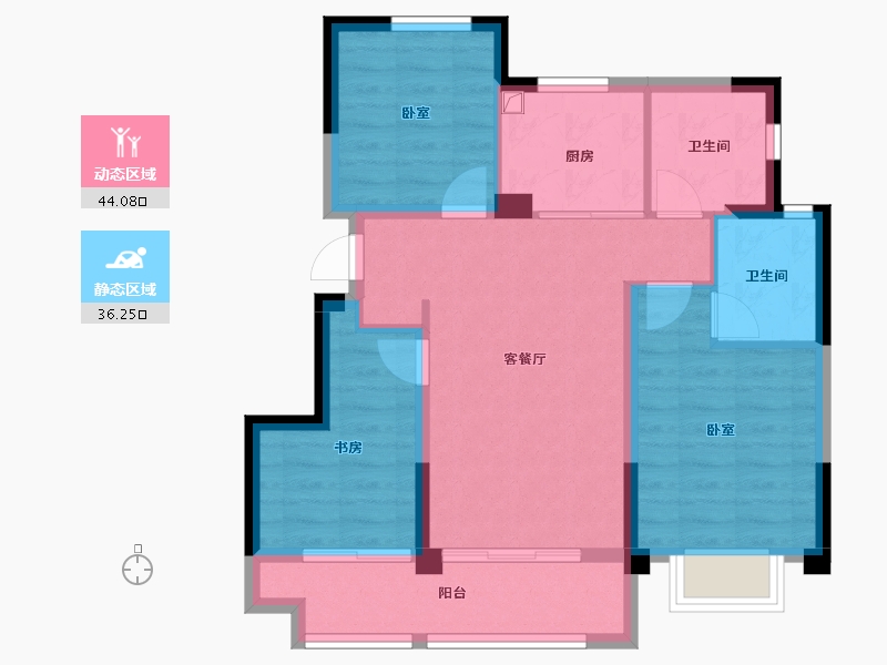 浙江省-嘉兴市-锦望名邸-71.10-户型库-动静分区