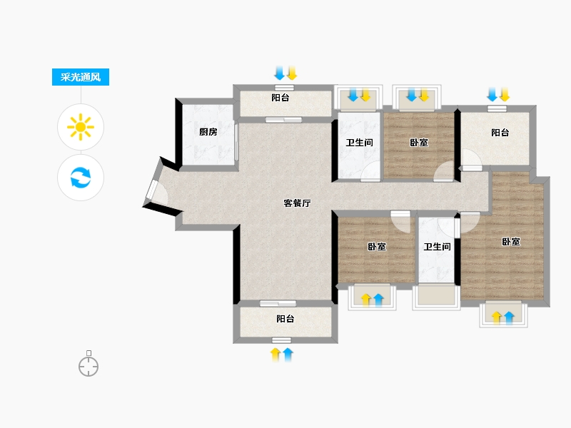 广东省-惠州市-金裕星河丹堤-100.04-户型库-采光通风