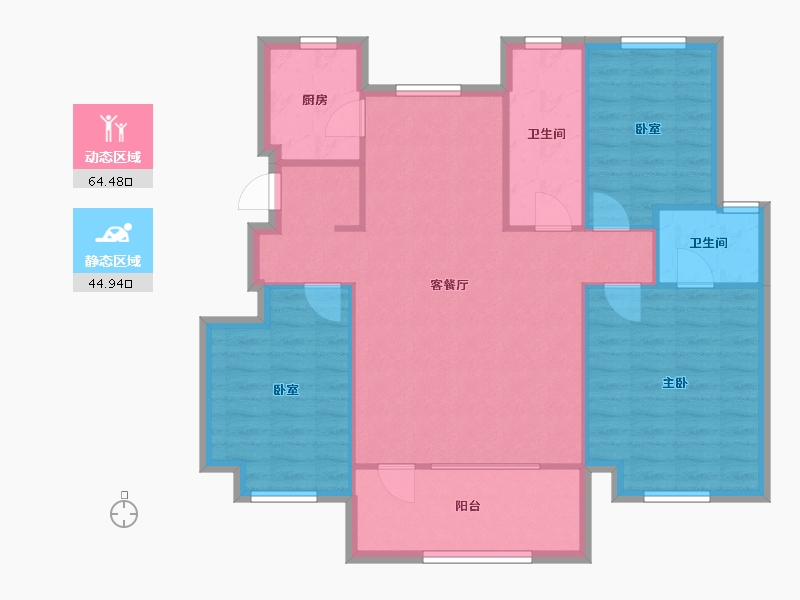 辽宁省-大连市-泰山9号-108.00-户型库-动静分区