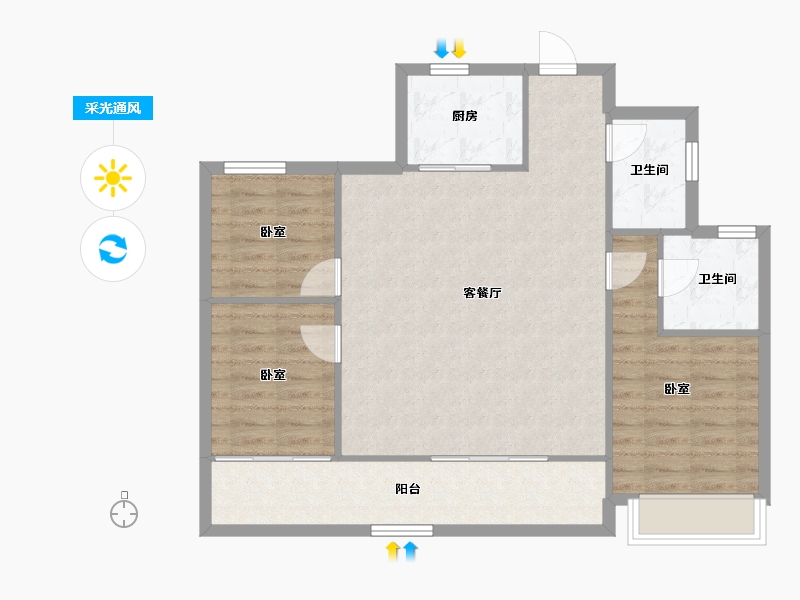 浙江省-温州市-美的君兰锦绣-87.85-户型库-采光通风