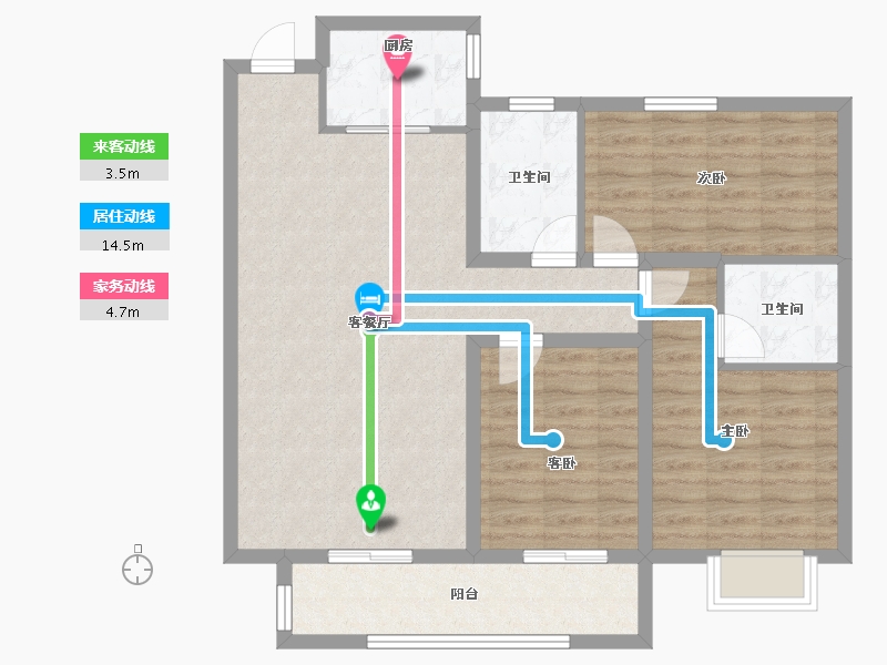 河北省-唐山市-昊和沁园八期-90.41-户型库-动静线