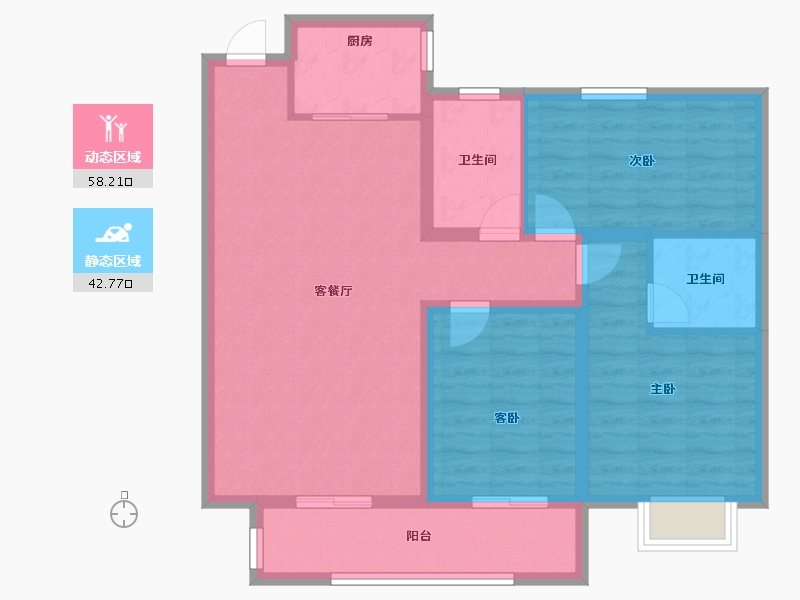 河北省-唐山市-昊和沁园八期-90.41-户型库-动静分区