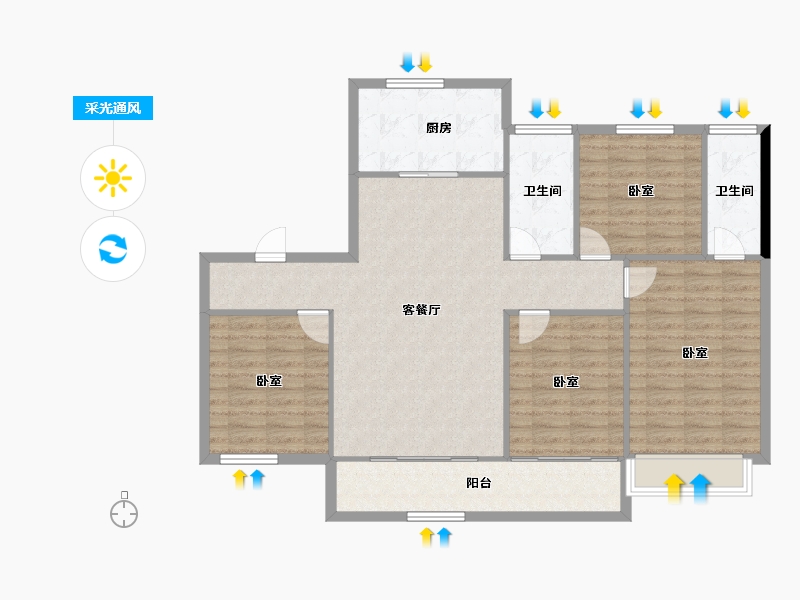 湖南省-长沙市-龙湖·青云阙-114.50-户型库-采光通风