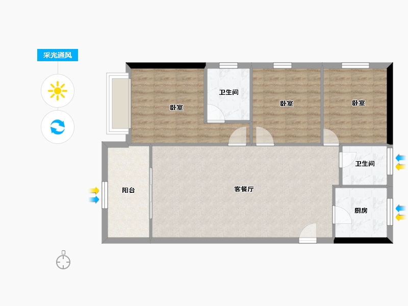 河南省-郑州市-美盛·教育港湾-84.75-户型库-采光通风