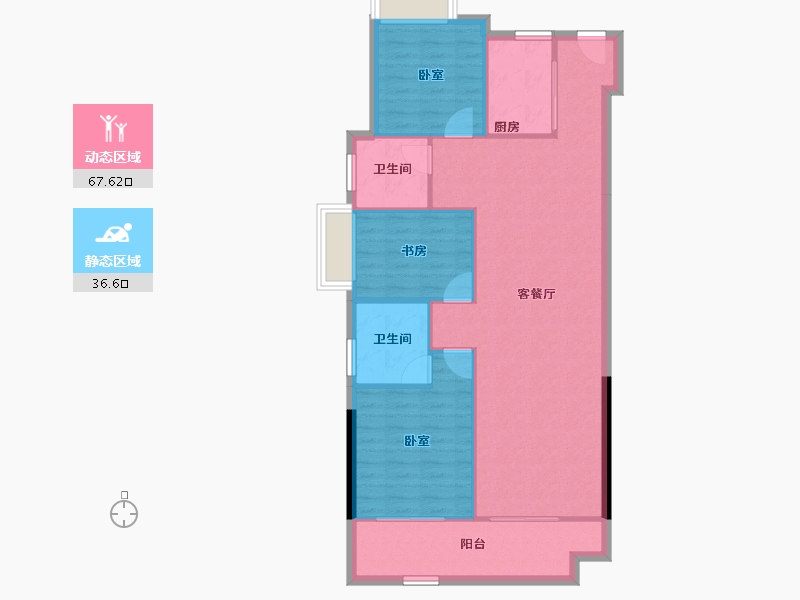 湖北省-武汉市-信达新外滩-95.68-户型库-动静分区