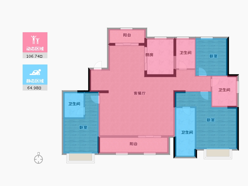 浙江省-宁波市-盛元·东江汇-155.50-户型库-动静分区