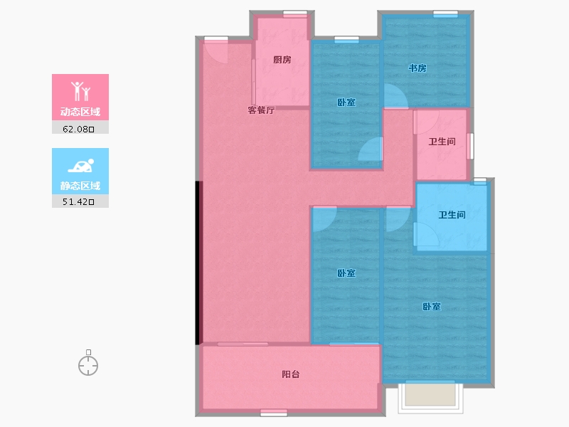 河南省-郑州市-美盛·金水印-103.95-户型库-动静分区