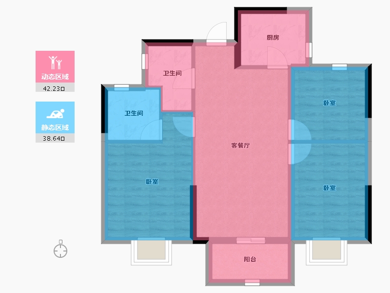 浙江省-宁波市-美的海畔云城-72.25-户型库-动静分区