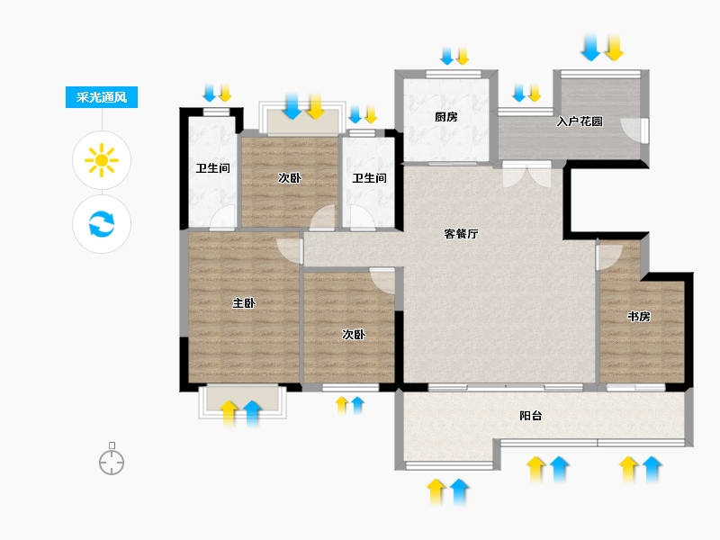 四川省-成都市-华润置地玺宸上院十里-127.04-户型库-采光通风