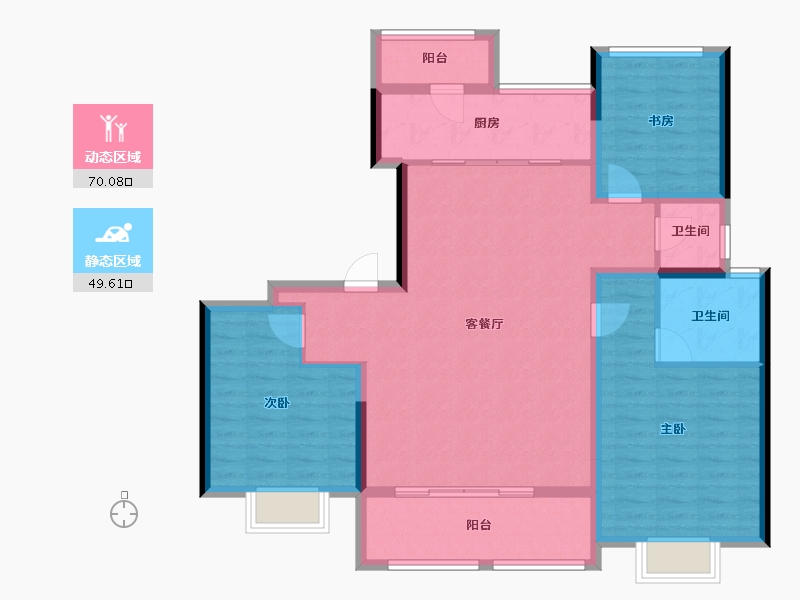 陕西省-西安市-中国铁建西派逸园-107.81-户型库-动静分区