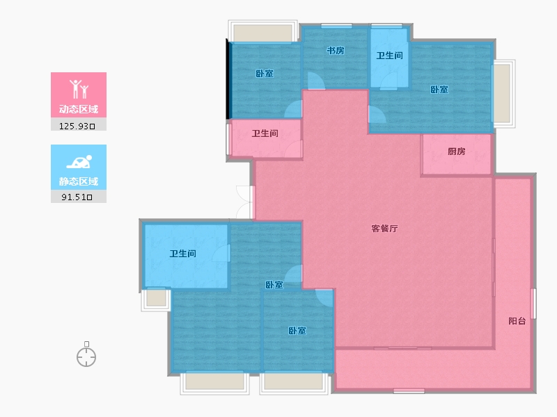 湖南省-长沙市-时代倾城六期(时代汀蓝)-203.13-户型库-动静分区