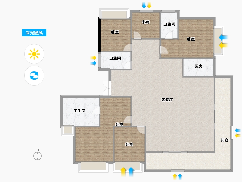 湖南省-长沙市-时代倾城六期(时代汀蓝)-203.13-户型库-采光通风