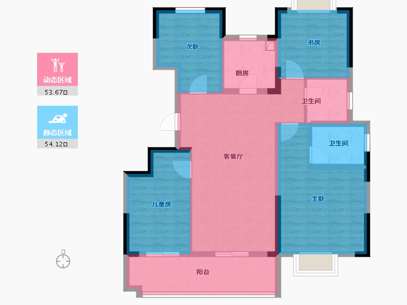 浙江省-宁波市-盛元·东江汇-96.10-户型库-动静分区