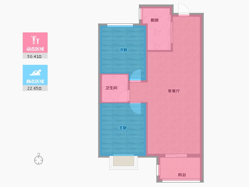 河北省-唐山市-昊和沁园八期-65.60-户型库-动静分区