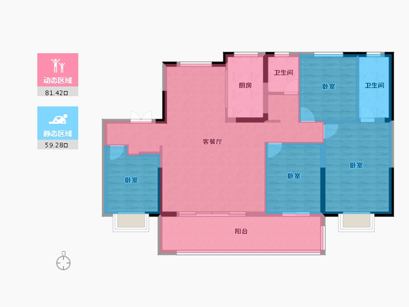 安徽省-合肥市-高速信达时代星河-127.99-户型库-动静分区