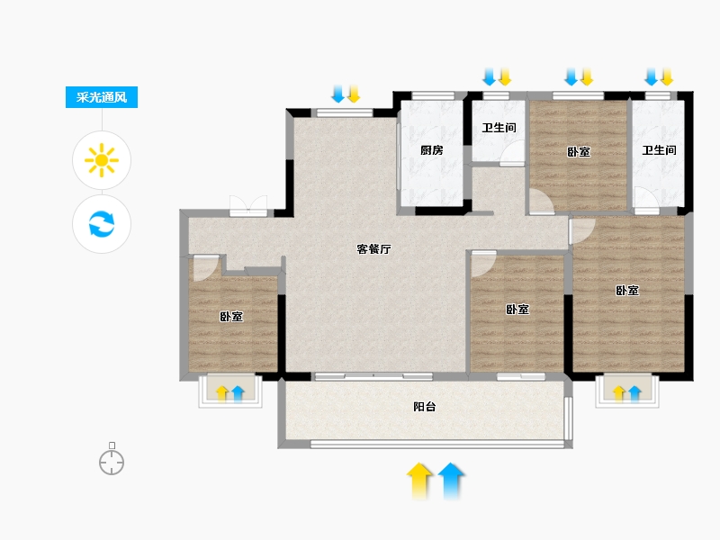 安徽省-合肥市-高速信达时代星河-127.99-户型库-采光通风