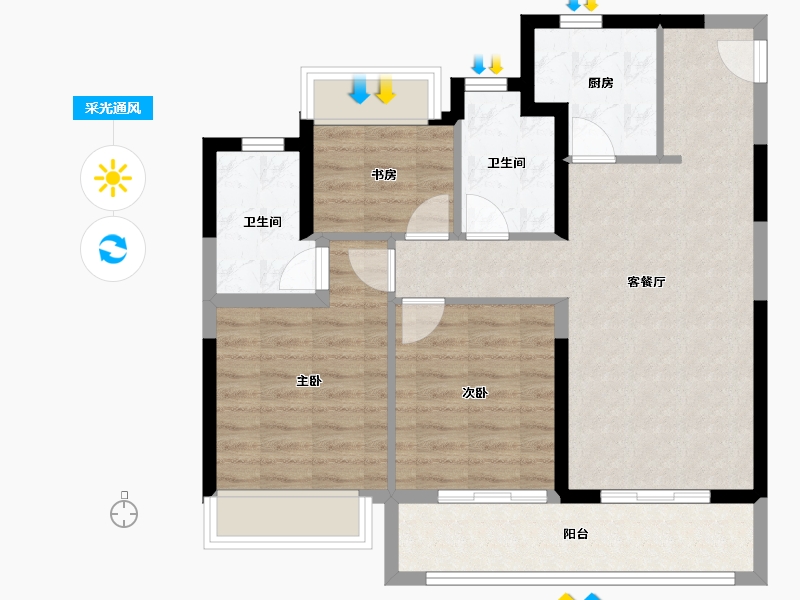 浙江省-杭州市-祥生江山云樾府-78.86-户型库-采光通风