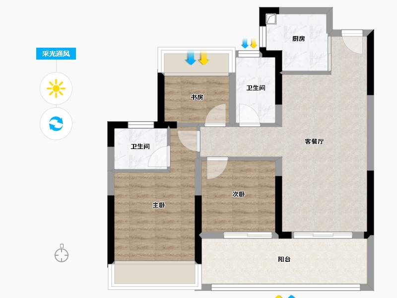 浙江省-绍兴市-金樾玖著-71.21-户型库-采光通风