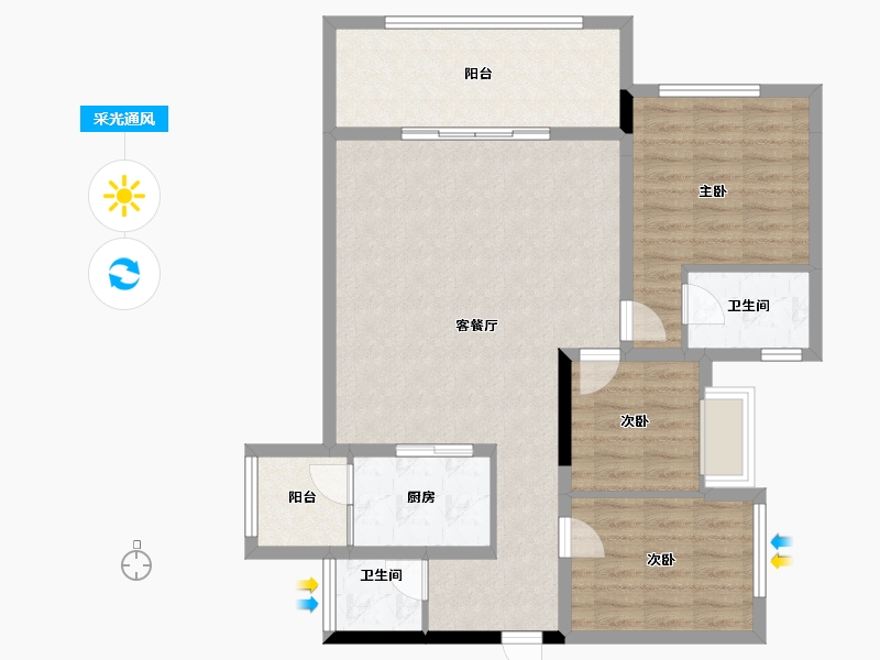 四川省-绵阳市-长虹金嶺1号-93.31-户型库-采光通风