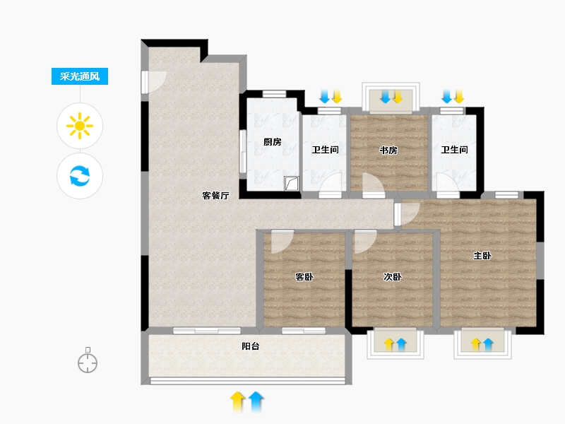 江西省-南昌市-金地九峯境-103.21-户型库-采光通风