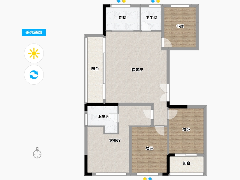 浙江省-杭州市-杭房众安·未珂宸铭府-111.13-户型库-采光通风