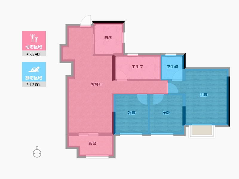 广东省-广州市-龙湖天著-71.21-户型库-动静分区