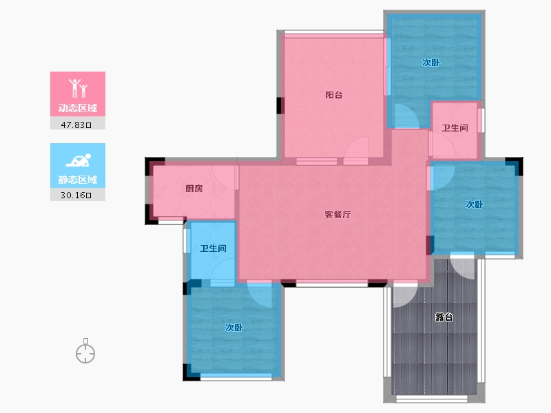 重庆-重庆市-四面山国际康养云城-80.72-户型库-动静分区