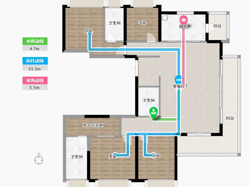 云南省-昆明市-雅居乐中央雅府-165.60-户型库-动静线