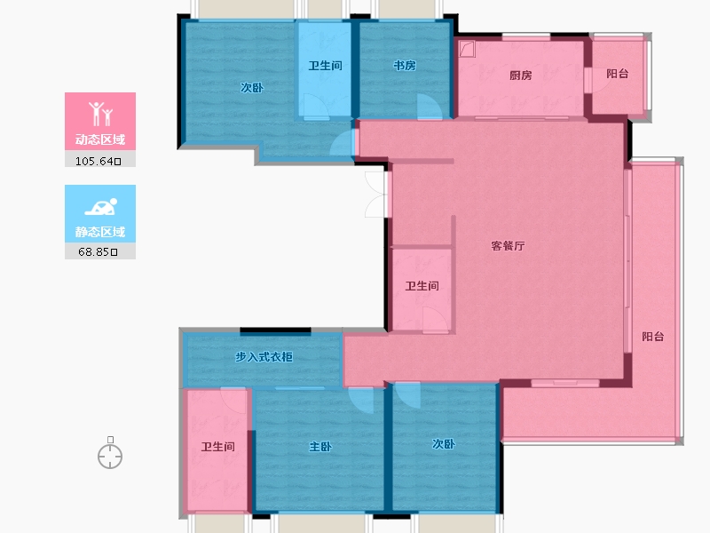 云南省-昆明市-雅居乐中央雅府-165.60-户型库-动静分区