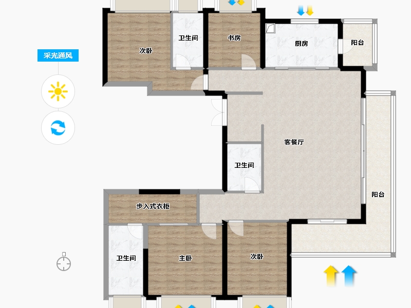 云南省-昆明市-雅居乐中央雅府-165.60-户型库-采光通风