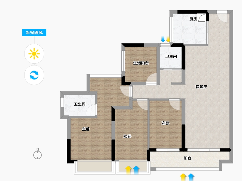 广东省-佛山市-万科璞悦山-94.43-户型库-采光通风