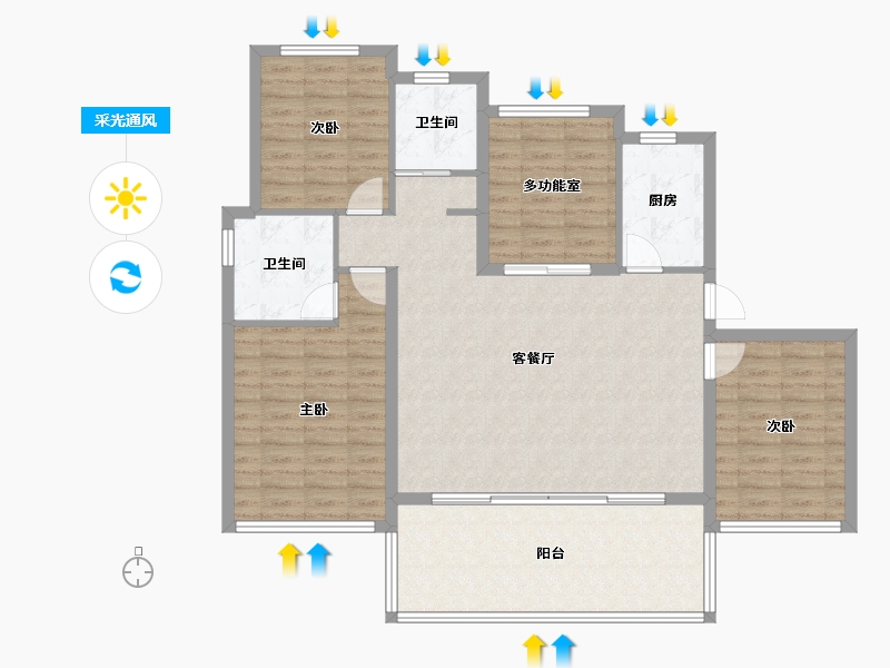 海南省-三亚市-北京城建海云湾-115.40-户型库-采光通风