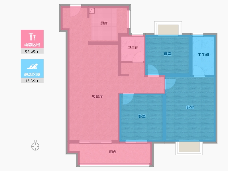 江苏省-淮安市-香溢荣府-90.40-户型库-动静分区