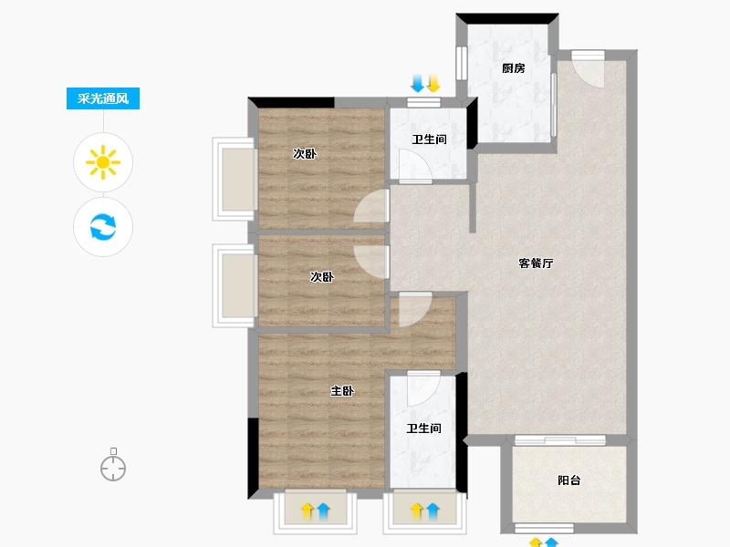 广东省-东莞市-金地名著-81.37-户型库-采光通风