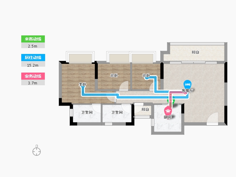 重庆-重庆市-电建清韵阶庭-74.30-户型库-动静线