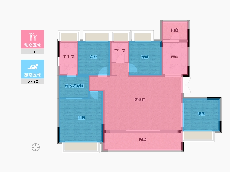 重庆-重庆市-科学城凤玺台-112.00-户型库-动静分区