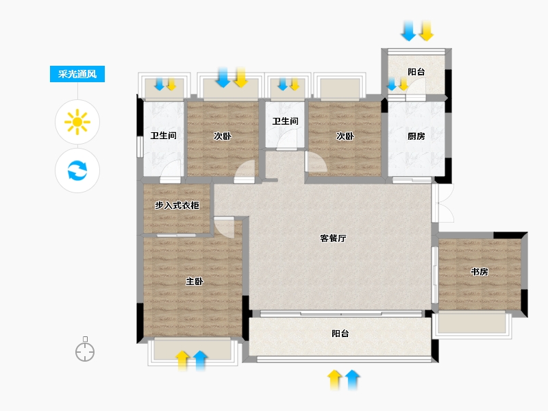 重庆-重庆市-科学城凤玺台-112.00-户型库-采光通风